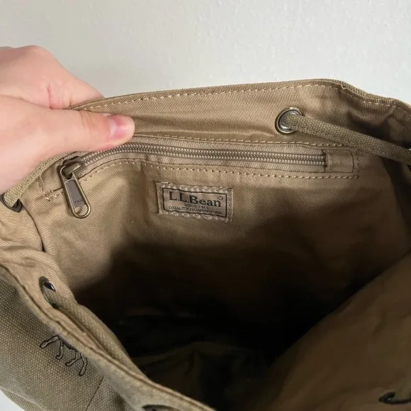 Vintage LL Bean Canvas Leather Backpack Moose Boat Bag Clasp 90s