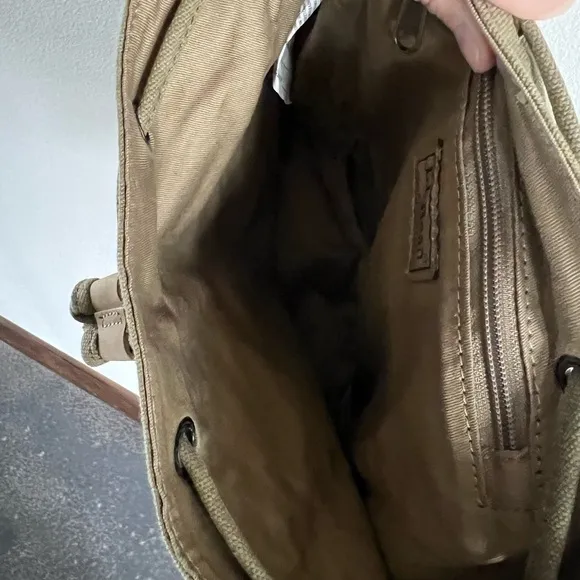 Vintage LL Bean Canvas Leather Backpack Moose Boat Bag Clasp 90s