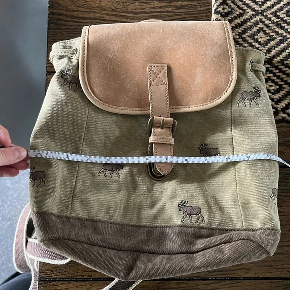 Vintage LL Bean Canvas Leather Backpack Moose Boat Bag Clasp 90s