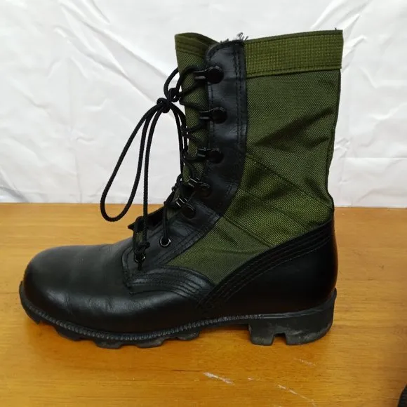 Vintage McRae Footwear Combat Military Boots Vietnam Jungle Green Black