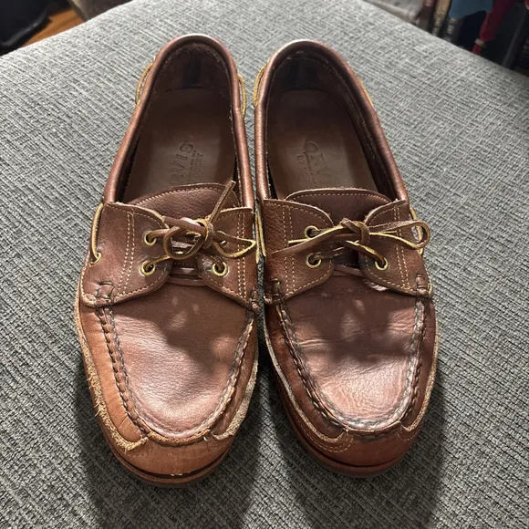 VINTAGE MEN’S ORVIS GOKEY LEATHER BOAT SHOES LOAFERS SZ 13 VIBRAM GUMLITE SOLES