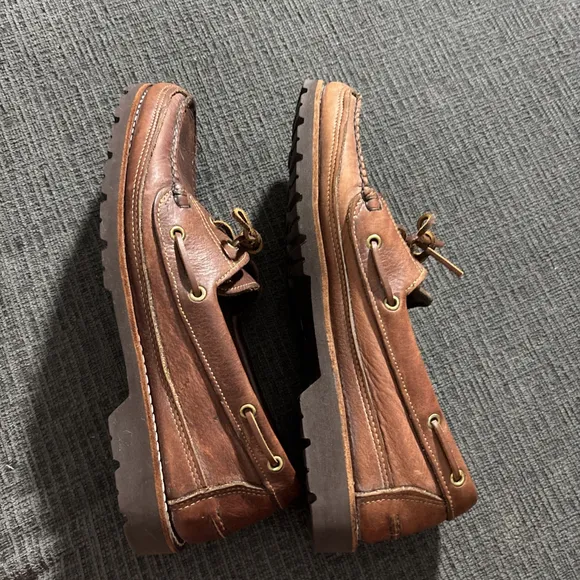 VINTAGE MEN’S ORVIS GOKEY LEATHER BOAT SHOES LOAFERS SZ 13 VIBRAM GUMLITE SOLES