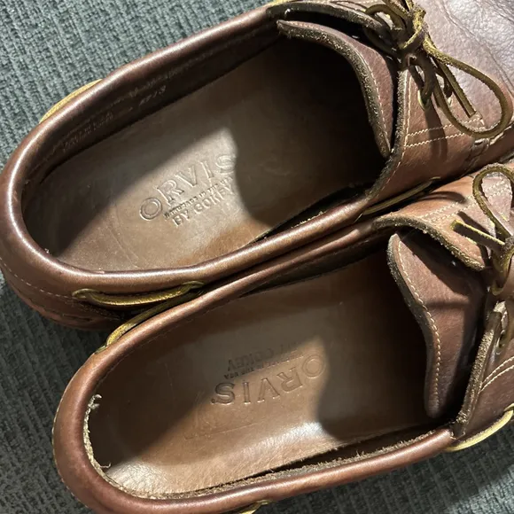 VINTAGE MEN’S ORVIS GOKEY LEATHER BOAT SHOES LOAFERS SZ 13 VIBRAM GUMLITE SOLES