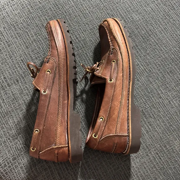 VINTAGE MEN’S ORVIS GOKEY LEATHER BOAT SHOES LOAFERS SZ 13 VIBRAM GUMLITE SOLES