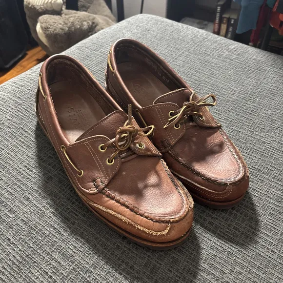 VINTAGE MEN’S ORVIS GOKEY LEATHER BOAT SHOES LOAFERS SZ 13 VIBRAM GUMLITE SOLES