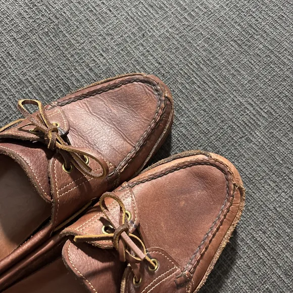 VINTAGE MEN’S ORVIS GOKEY LEATHER BOAT SHOES LOAFERS SZ 13 VIBRAM GUMLITE SOLES