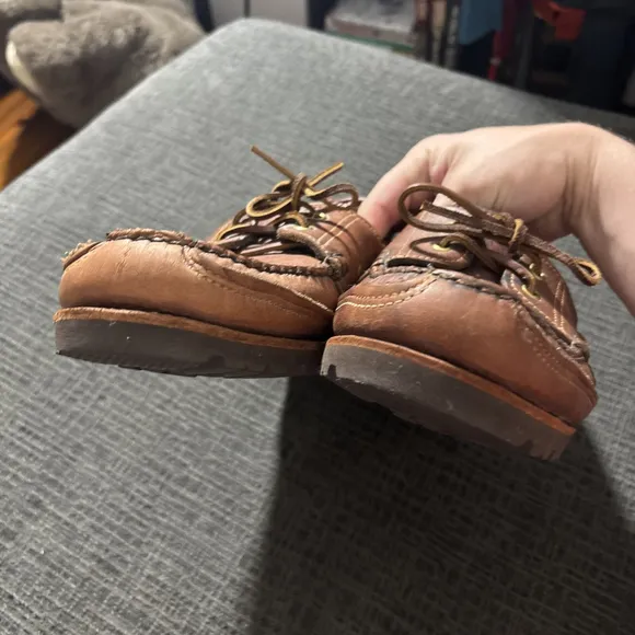 VINTAGE MEN’S ORVIS GOKEY LEATHER BOAT SHOES LOAFERS SZ 13 VIBRAM GUMLITE SOLES