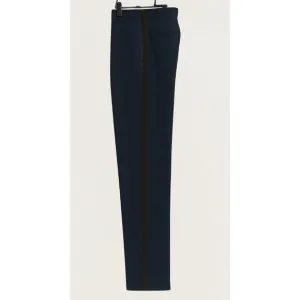 Vintage Navy Blue Military Trousers with Black Satin Stripe