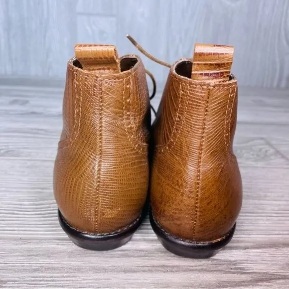Vintage Nicole brown leather carmen 7.5 low top shoes lace woven boots retro