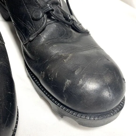 Vintage Ro Search Black Lace Up Leather Combat Military Boots Size 7 R  PJ 1987