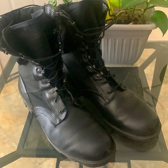 Vintage RO - SEARCH Black Leather US Military Combat Boots