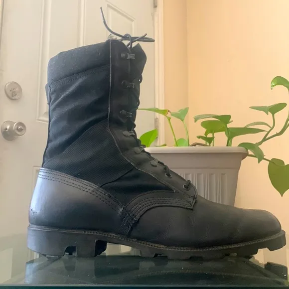 Vintage RO - SEARCH Black Leather US Military Combat Boots