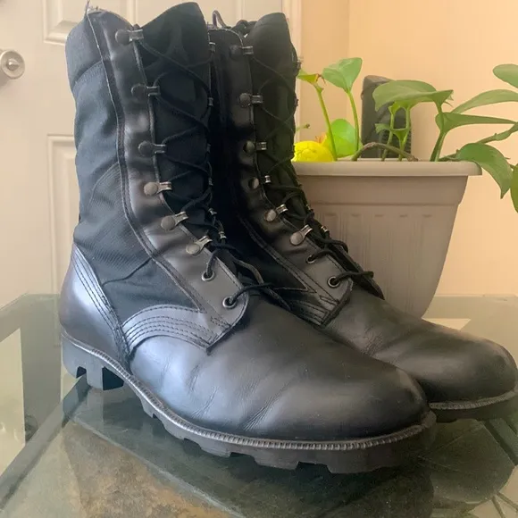 Vintage RO - SEARCH Black Leather US Military Combat Boots