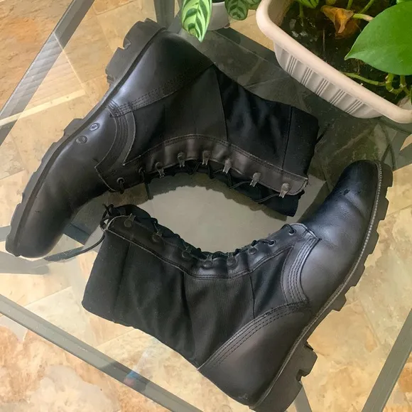 Vintage RO - SEARCH Black Leather US Military Combat Boots