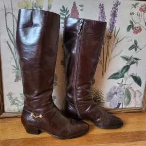 Vintage Salvatore Ferragamo brown leather knee high riding boots size 5
