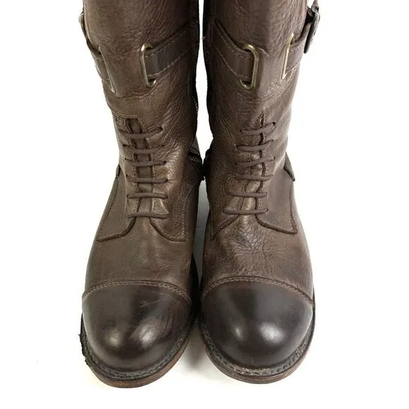 Vintage Shoe Company Boots 8 Bastrop Brown Leather Tall Harness Womens Made USA