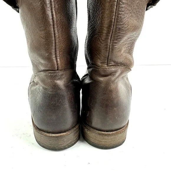 Vintage Shoe Company Boots 8 Bastrop Brown Leather Tall Harness Womens Made USA