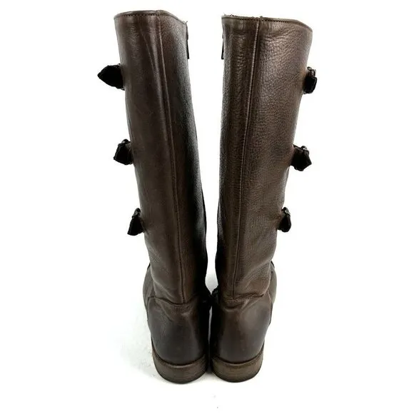 Vintage Shoe Company Boots 8 Bastrop Brown Leather Tall Harness Womens Made USA