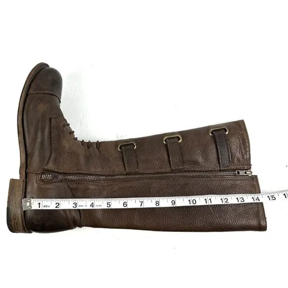 Vintage Shoe Company Boots 8 Bastrop Brown Leather Tall Harness Womens Made USA