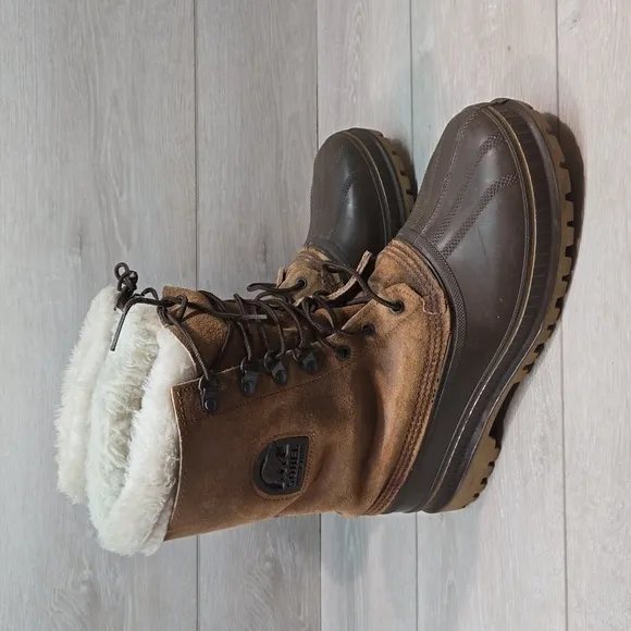 Vintage Sorel Mens Leather Duck Boots Insulated lined shoes sz 9