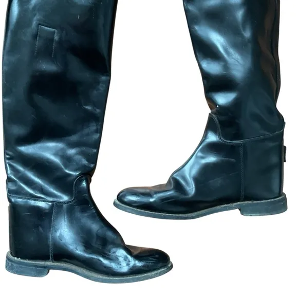 Vintage tall, black leather riding boots
