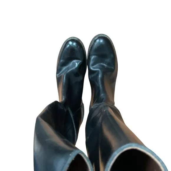 Vintage tall, black leather riding boots
