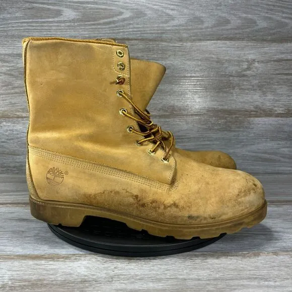 Vintage Timberlands Men's Tan Leather Lace Up Combat Boots Size 13