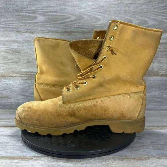 Vintage Timberlands Men's Tan Leather Lace Up Combat Boots Size 13