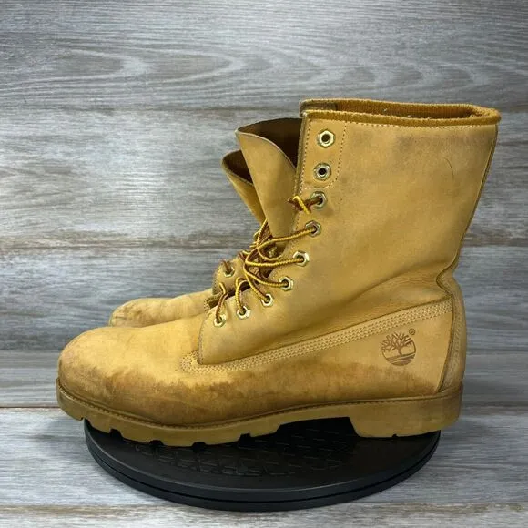 Vintage Timberlands Men's Tan Leather Lace Up Combat Boots Size 13