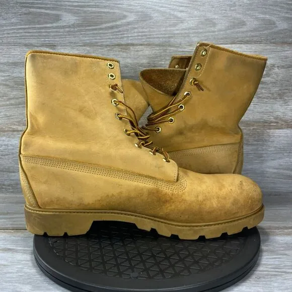 Vintage Timberlands Men's Tan Leather Lace Up Combat Boots Size 13