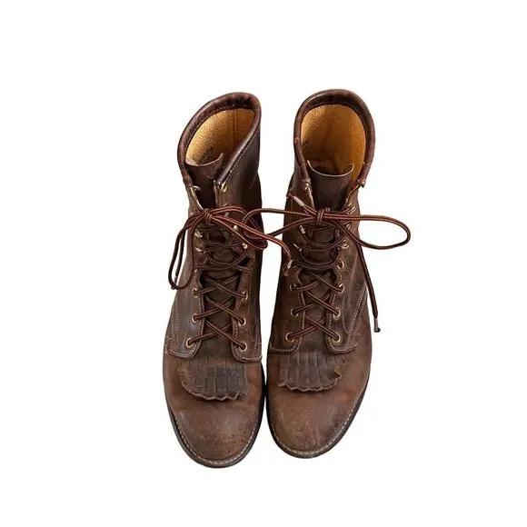 Vintage Laredo Sepia Kiltie Brown Leather Women’s Boots 7.5 W Western Granny