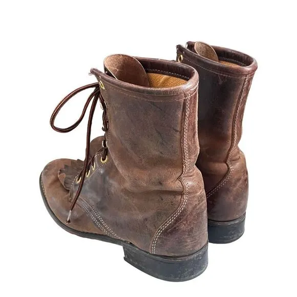 Vintage Laredo Sepia Kiltie Brown Leather Women’s Boots 7.5 W Western Granny