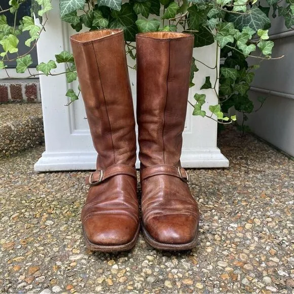 Vintage tall belted Biker Boots