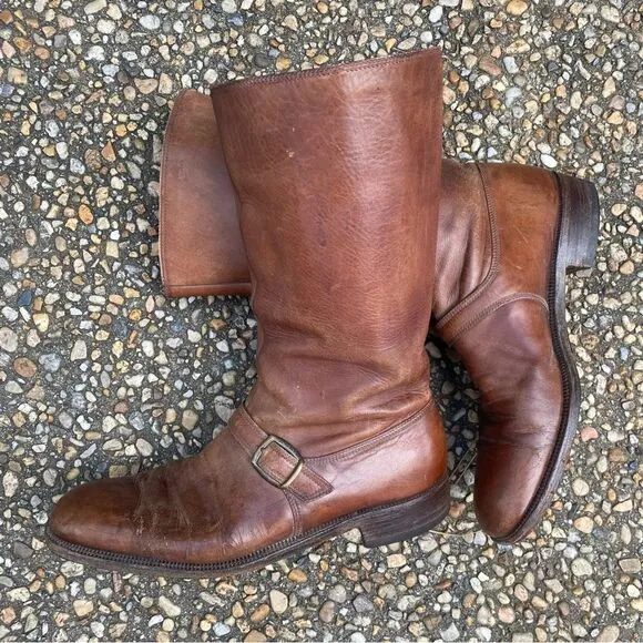 Vintage tall belted Biker Boots