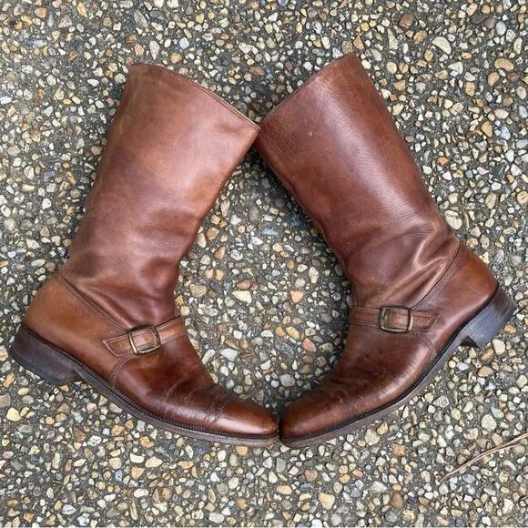 Vintage tall belted Biker Boots