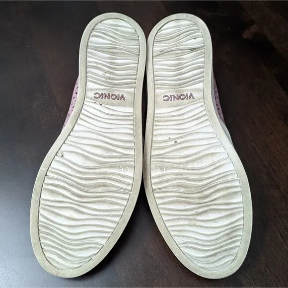 Vionic Splendid Midi Perf Leather Slip On Shoes in Dusk