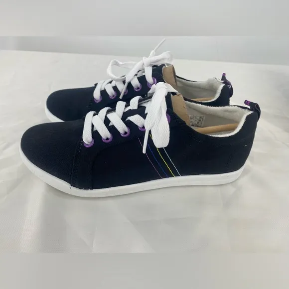 Vionic Stinson canvas sneakers, black with‎ purple Size 6
