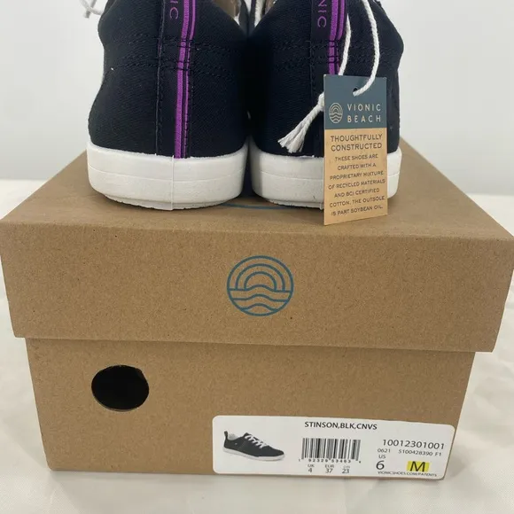 Vionic Stinson canvas sneakers, black with‎ purple Size 6