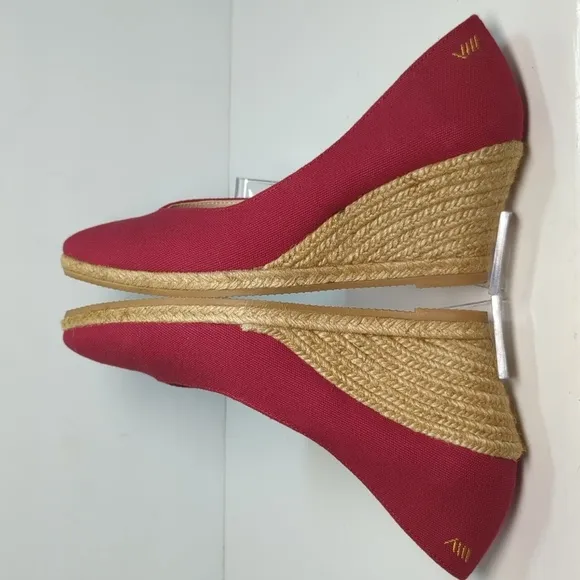 Viscata limited edition roses canvas espadrille wedge shoes women's size 7 EU 38
