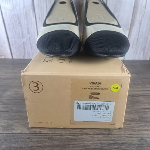 Vivaia Julie 2.0 Knit Pump Women's Sz 10 EU41.5 Beige Black (NIB)