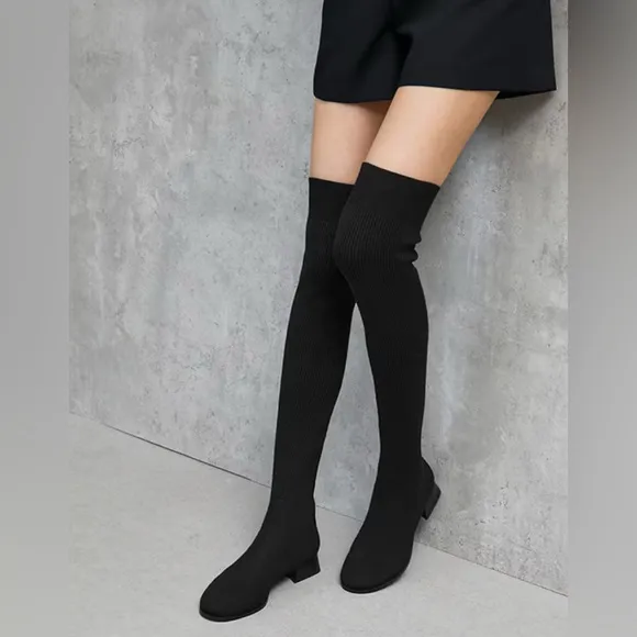 VIVAIA Rounded Toe Water Repellent Wool Over the Knee Boots NWOT MADELINE