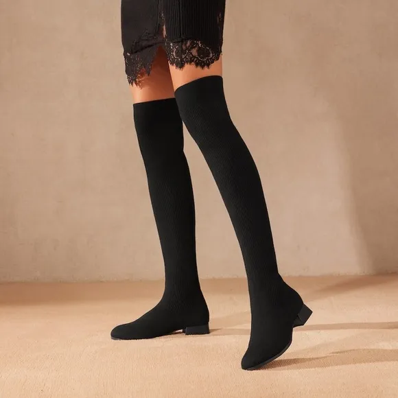 VIVAIA Rounded Toe Water Repellent Wool Over the Knee Boots NWOT MADELINE