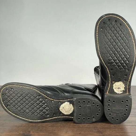 VTG 1961 US Military Flight Jump Boots 7.5R Black Leather Vietnam Era BFG Combat