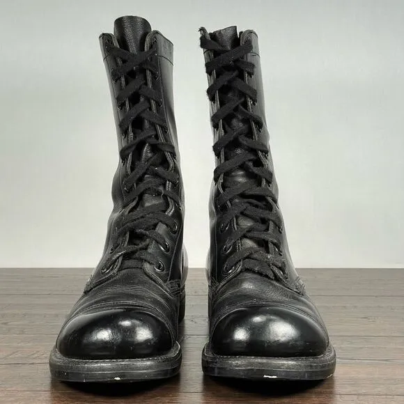 VTG 1961 US Military Flight Jump Boots 7.5R Black Leather Vietnam Era BFG Combat