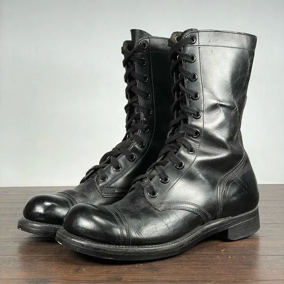 VTG 1961 US Military Flight Jump Boots 7.5R Black Leather Vietnam Era BFG Combat