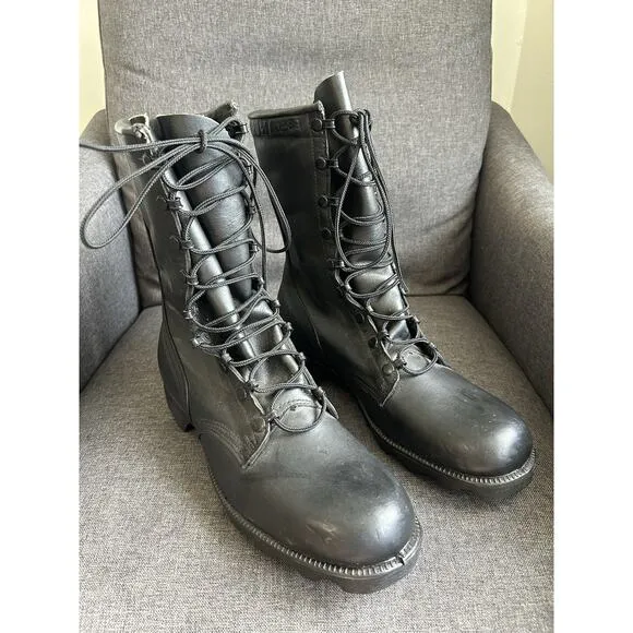 Vtg 1989 Ro Search Military Combat Jump Boots Black Leather Mens 9.5 N Jungle