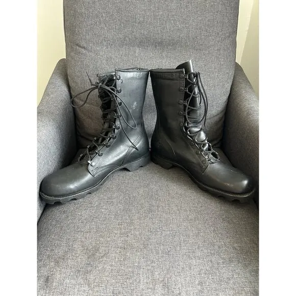 Vtg 1989 Ro Search Military Combat Jump Boots Black Leather Mens 9.5 N Jungle