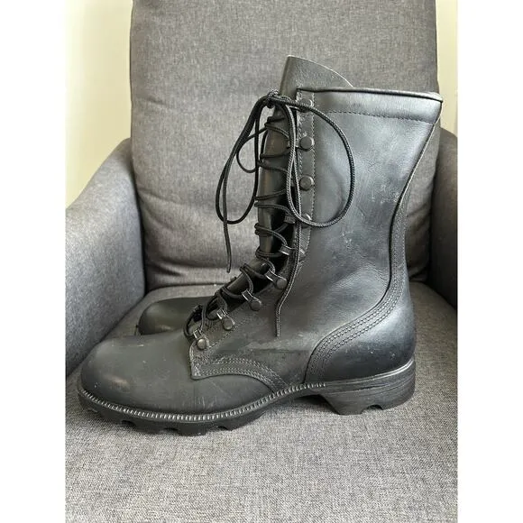 Vtg 1989 Ro Search Military Combat Jump Boots Black Leather Mens 9.5 N Jungle