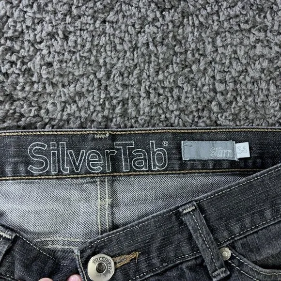 Vtg 90s Levis SilverTab Jeans Mens 34x31 Black Slim Straight Leg 1996