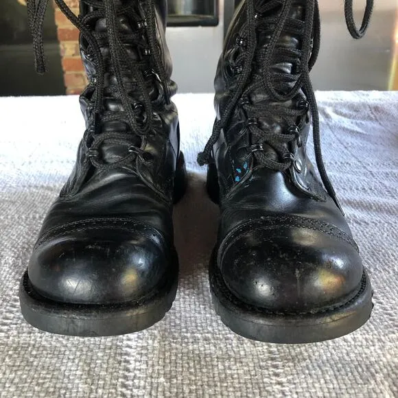 VTG Corcoran Black Leather Military Boots Men’s 11 USA Paratrooper Jump Combat